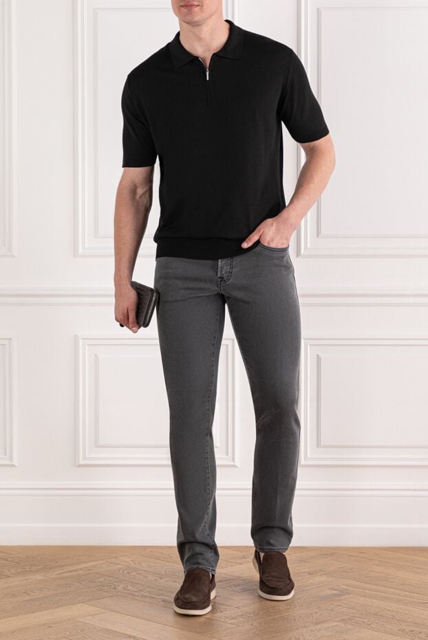 Scissor Scriptor grey jeans with black logo on pockets and mini patch 189747 - photo 2