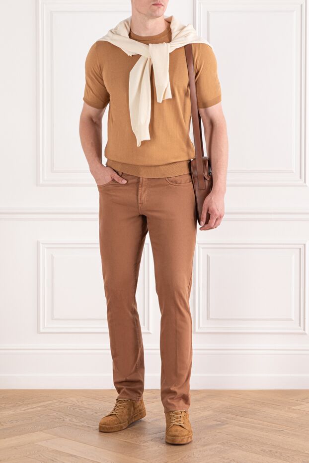 Scissor Scriptor cotton brown jeans with added elastane and signature pocket trim 189752 - photo 2