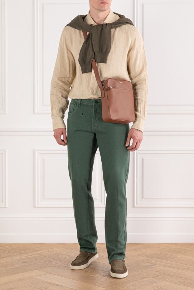 Scissor Scriptor straight leg jeans in green denim with stretch effect 189754 - photo 2