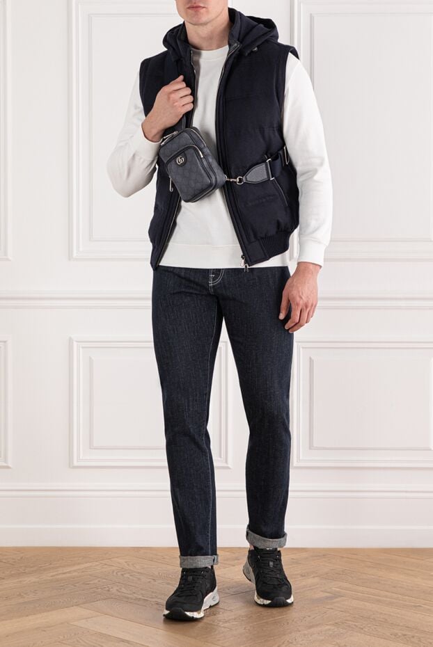 Scissor Scriptor dark blue jeans with embroidered white logo on back pockets 189756 - photo 2