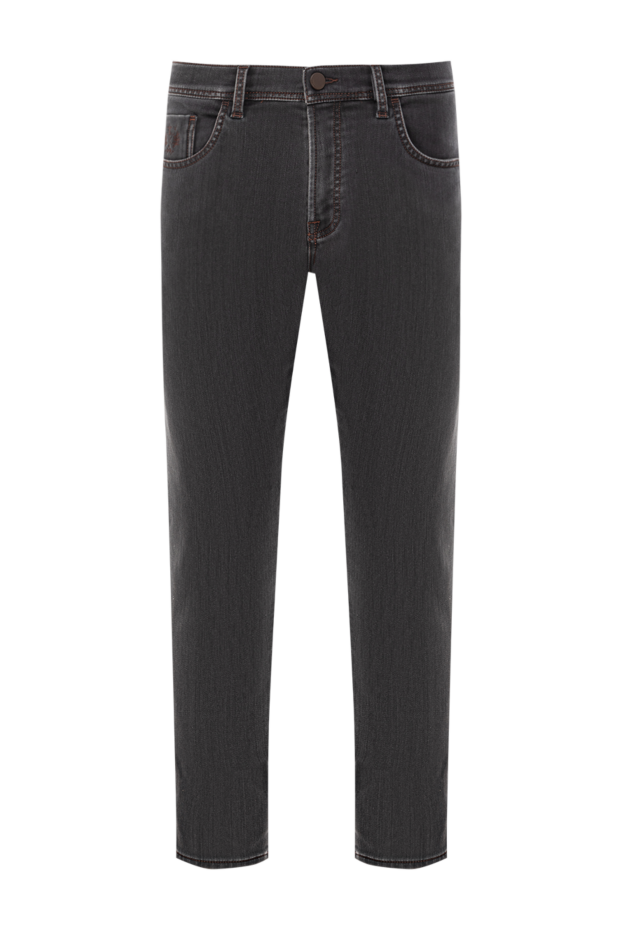 Scissor Scriptor dark grey denim jeans with checkered patch 189758 - photo 1