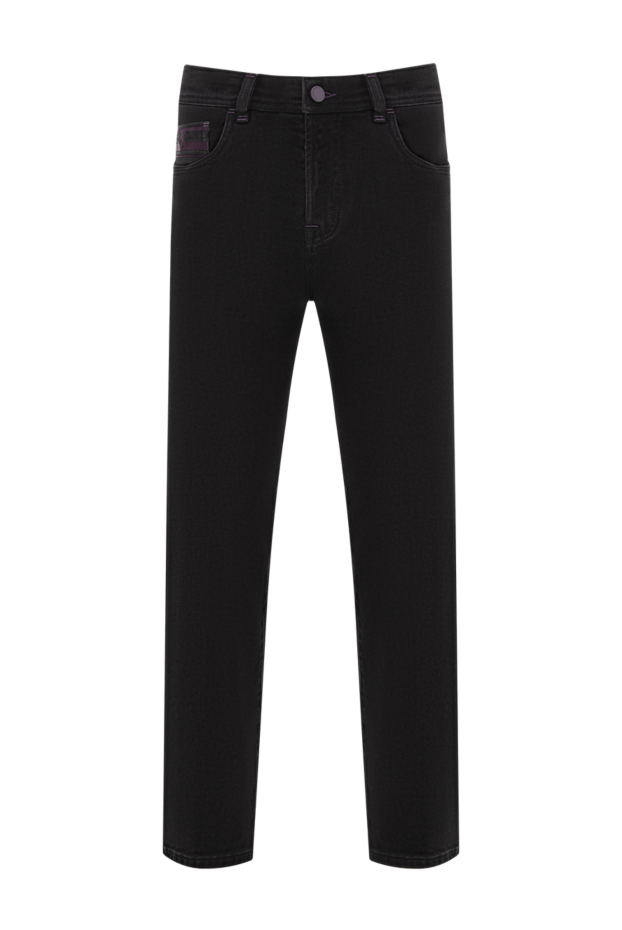 Scissor Scriptor black cotton denim jeans with purple embroidery on the back pockets 189807 - photo 1