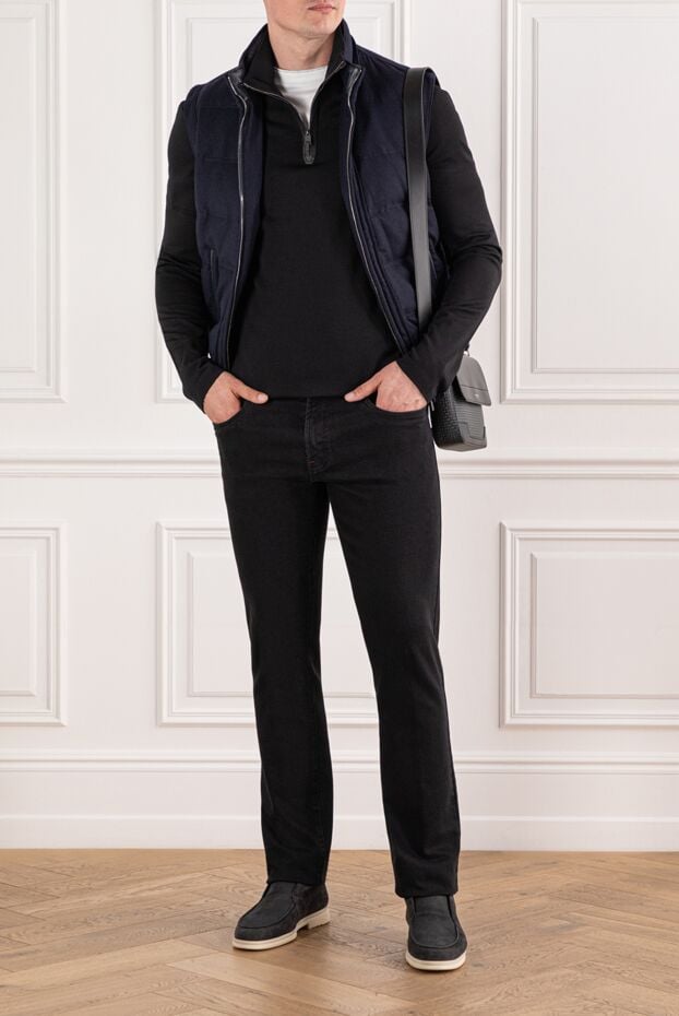 Scissor Scriptor men's jeans in black with red trim and embroidery on the mini pocket 189808 - photo 2