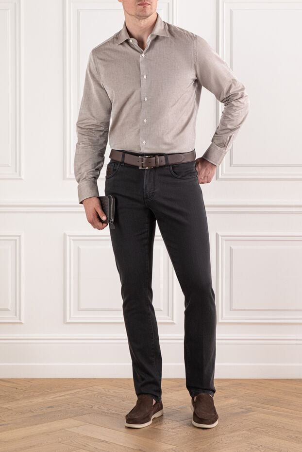 Scissor Scriptor black men's jeans made of stretch denim with branded trim 189812 - photo 2