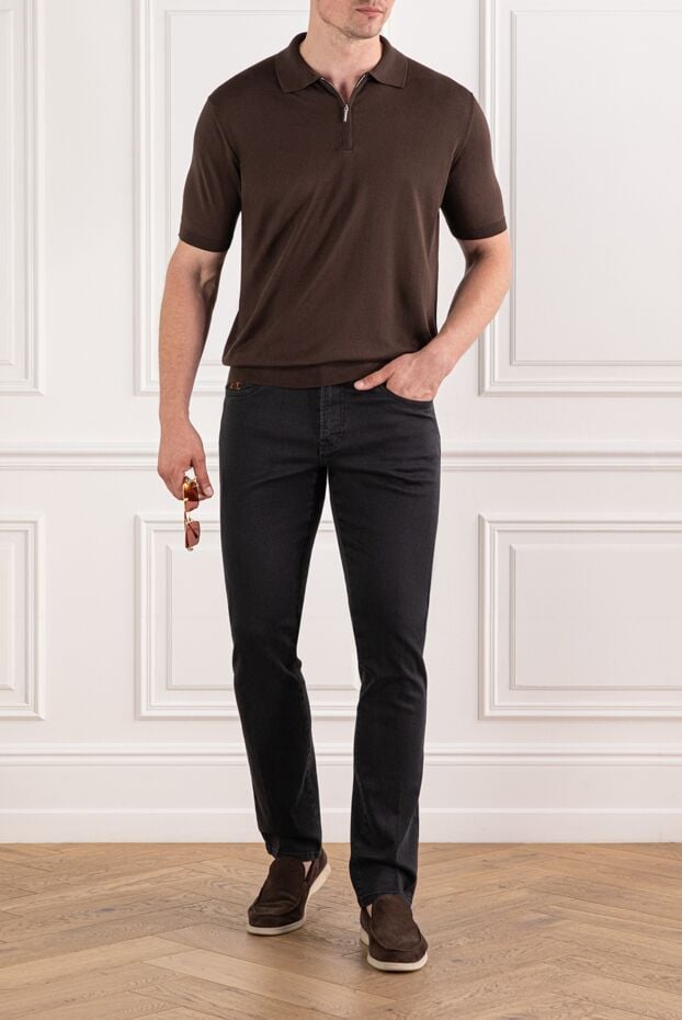 Scissor Scriptor tapered black jeans with orange embroidery and embossed crest 189813 - photo 2
