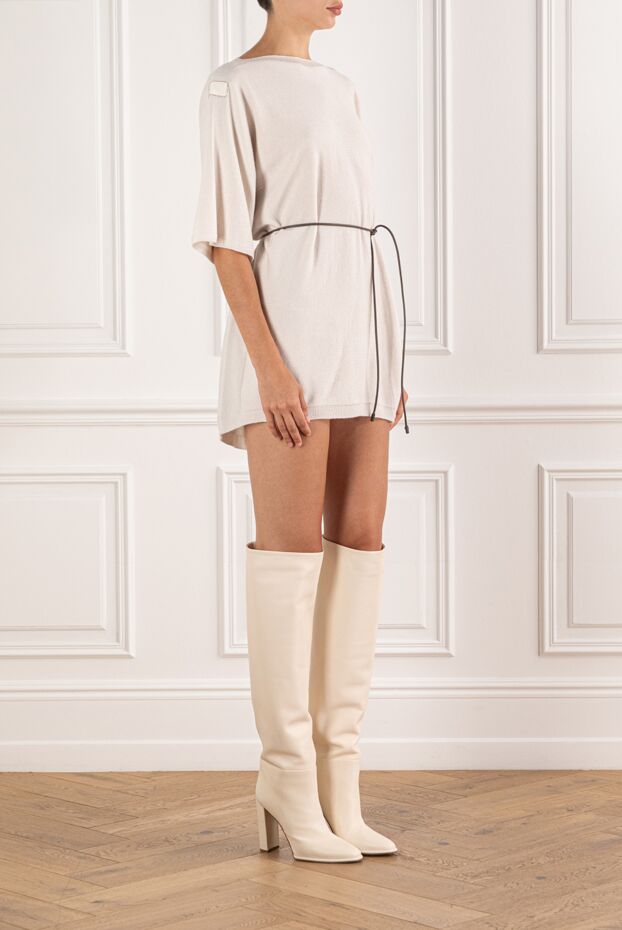 Peserico cropped wool and cashmere dress with drawstring belt 189907 - photo 3