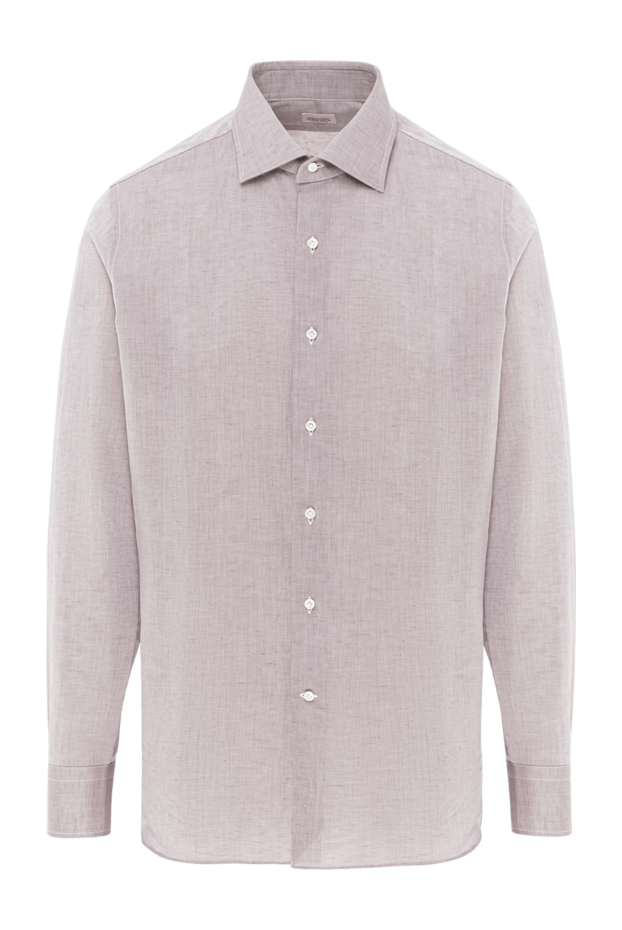Alessandro Gherardi beige men's cotton and linen shirt with classic collar 189922 - photo 1