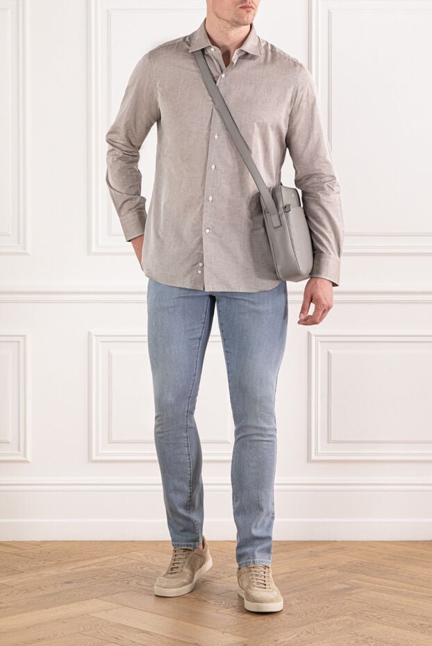 Alessandro Gherardi beige men's cotton and linen shirt with classic collar 189922 - photo 2