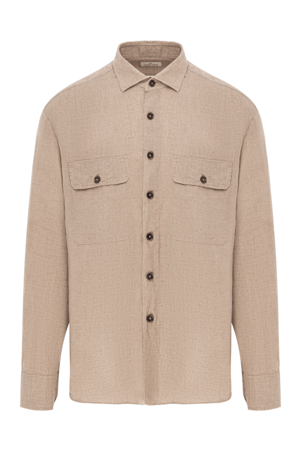 Alessandro Gherardi men's linen shirt in beige with patch pockets 189924 - photo 1