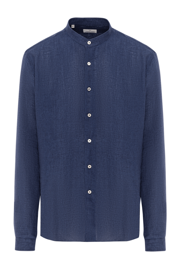 Alessandro Gherardi dark blue linen shirt with stand-up collar 189926 - photo 1