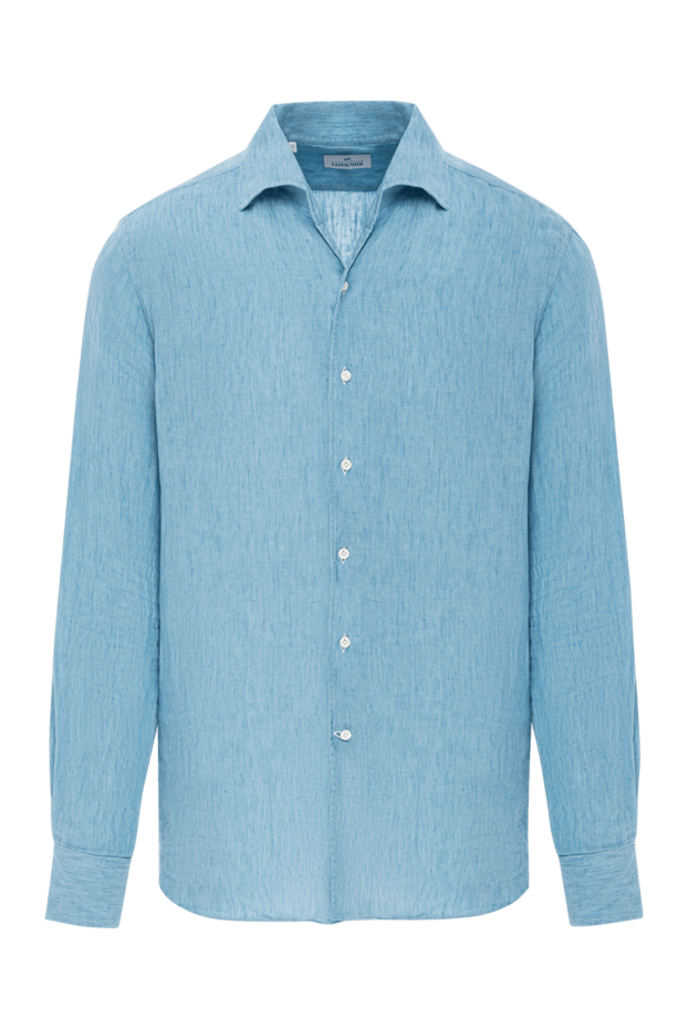 Alessandro Gherardi light blue linen shirt with classic collar and textured surface 189928 - photo 1