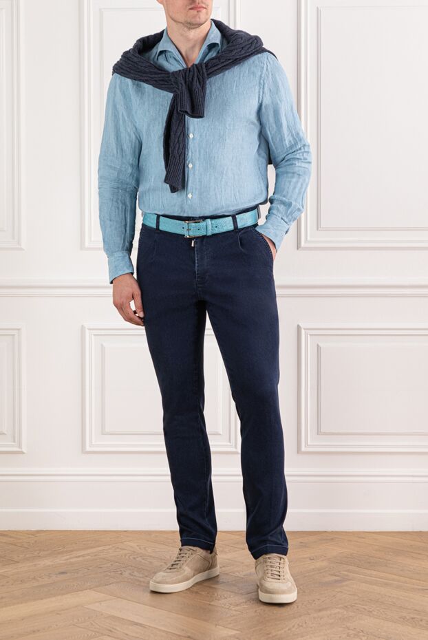 Alessandro Gherardi light blue linen shirt with classic collar and textured surface 189928 - photo 2
