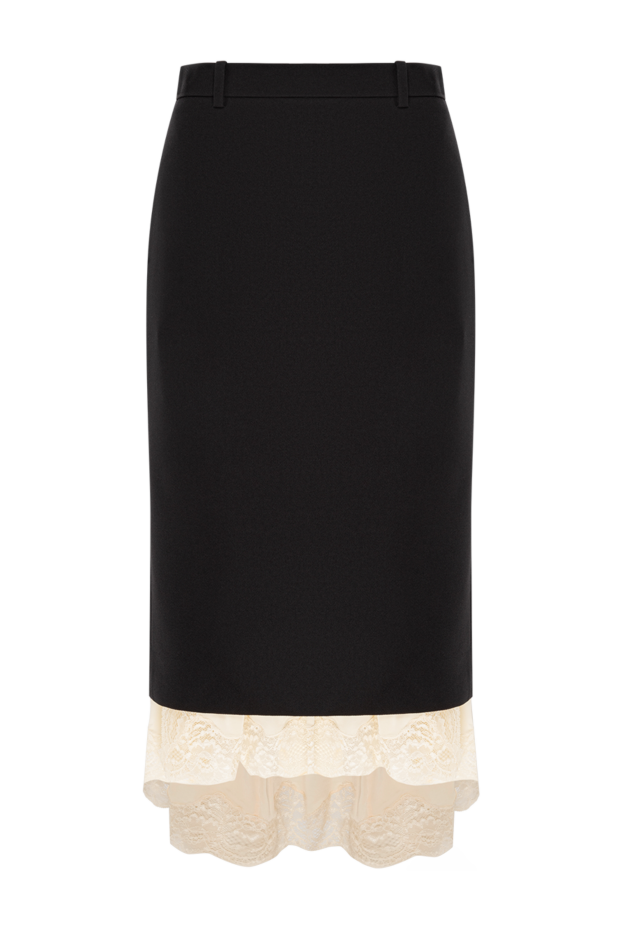 Balenciaga barathea black wool lace skirt with a back slit 189935 - photo 1