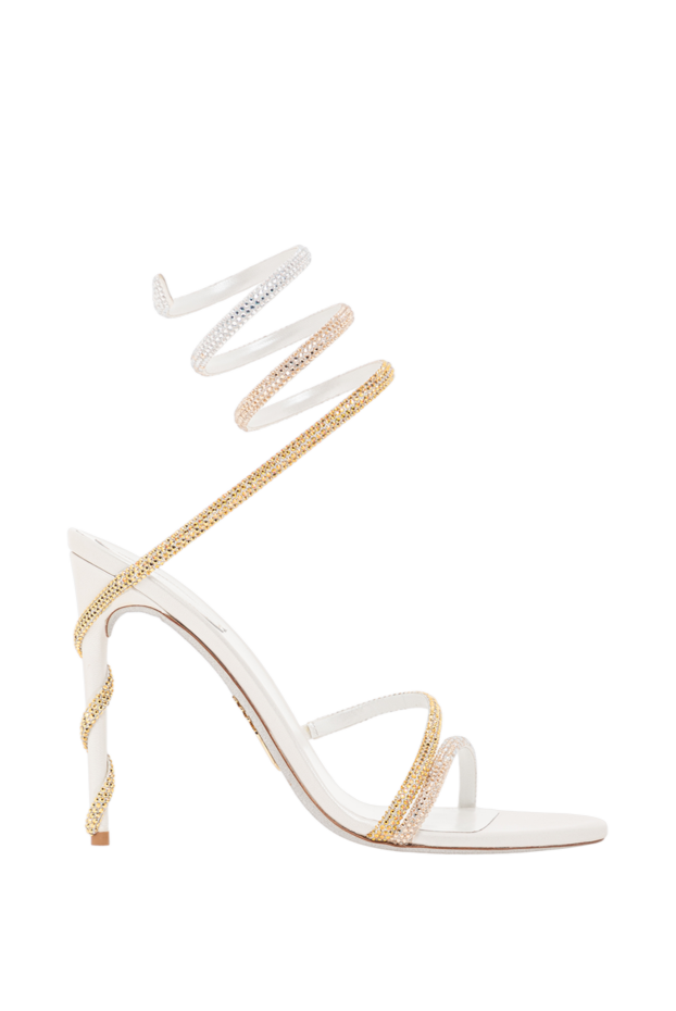 Rene Caovilla margot plateau white sandals with gold and silver crystals 189944 - photo 1