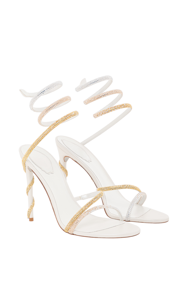 Rene Caovilla margot plateau white sandals with gold and silver crystals 189944 - photo 3