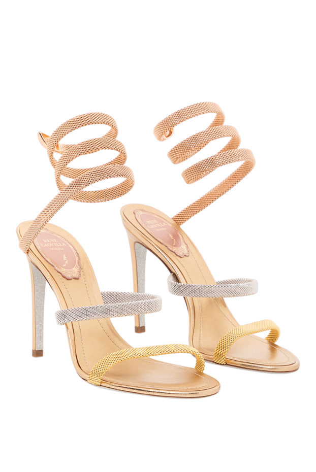 Rene Caovilla stiletto heel sandals with gold and silver weave and spiral lacing 189947 - photo 2