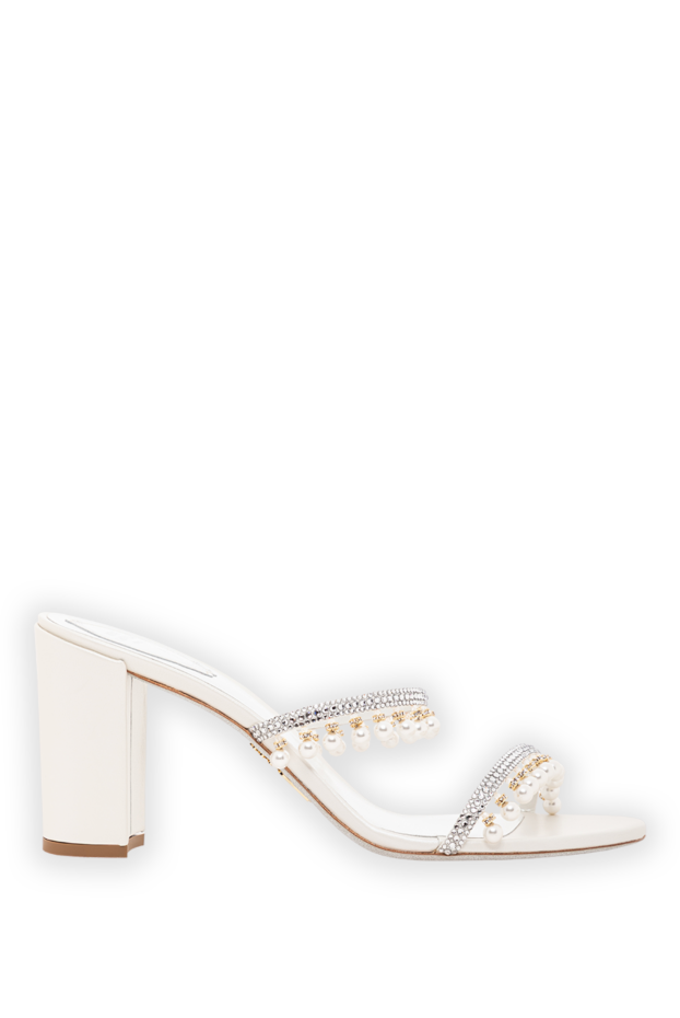 Rene Caovilla white sandals with a stable heel, double straps and beaded pendants 189950 - photo 1