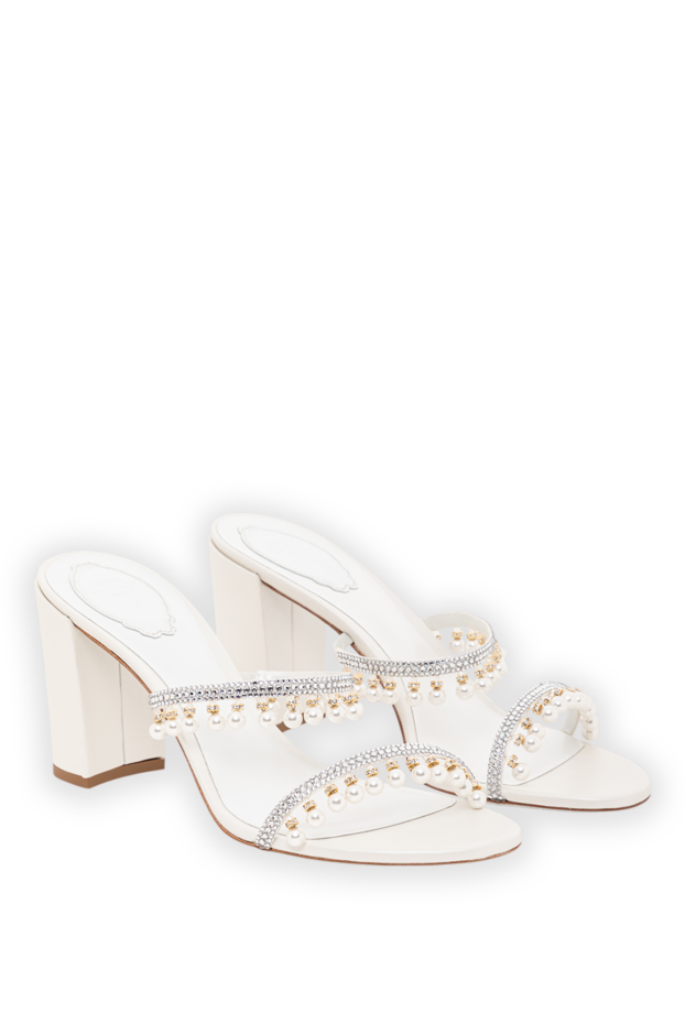 Rene Caovilla white sandals with a stable heel, double straps and beaded pendants 189950 - photo 3