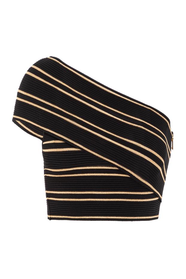 Balmain топ с открытыми плечами из черного би-стрейчевого бархата 189965 - фото 1