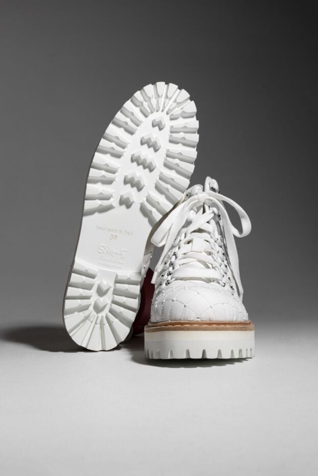 Le Silla hikers white quilted with crystals made of genuine leather for women 189969 - photo 2
