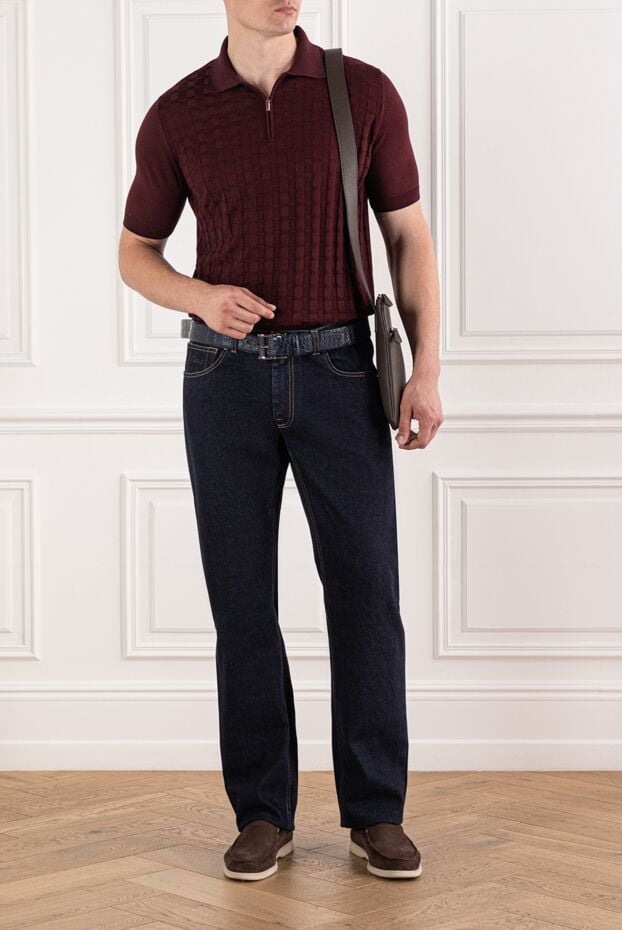 Brioni men's jeans made of thick denim with a high waist and textured stitching 189977 - photo 3