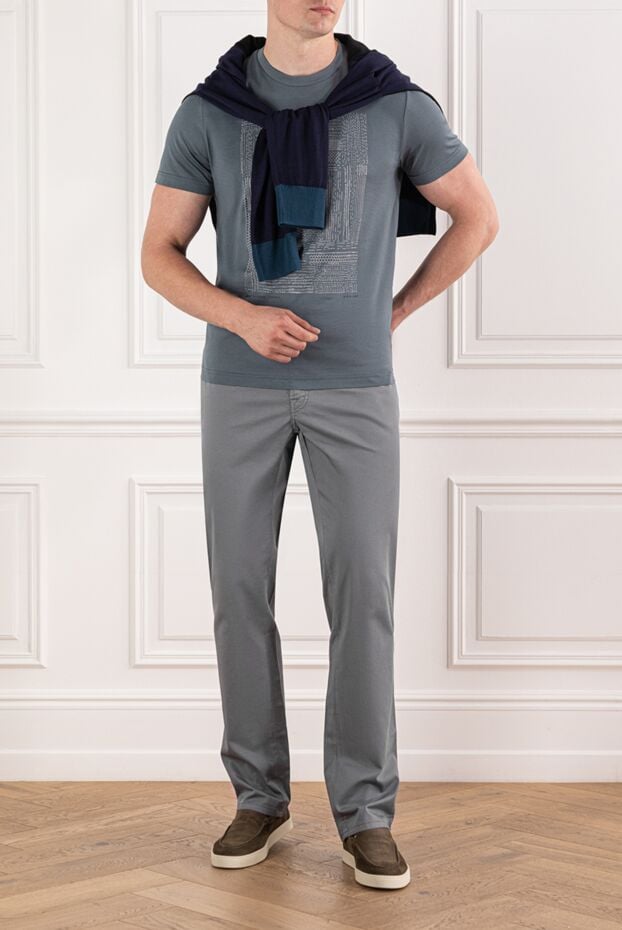 Brioni gray cotton trousers with a classic straight line silhouette 189981 - photo 2