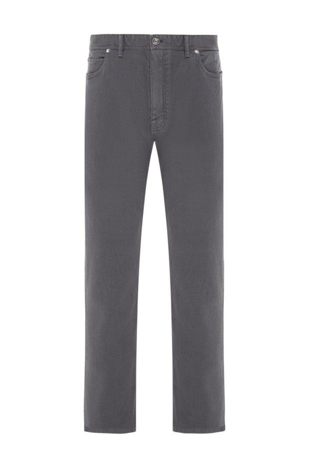 Brioni dark grey cotton trousers with a straight cut and minimalist trim 189982 - photo 1