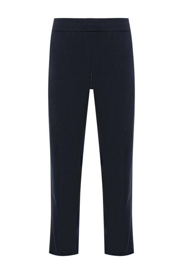 Brioni men's dark blue cotton trousers with elastic waistband 189997 - photo 1