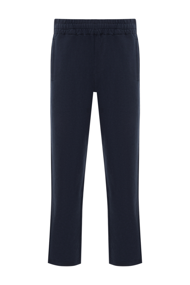 Brioni men's trousers made of dark blue cotton with wide elastic band 189998 - photo 1