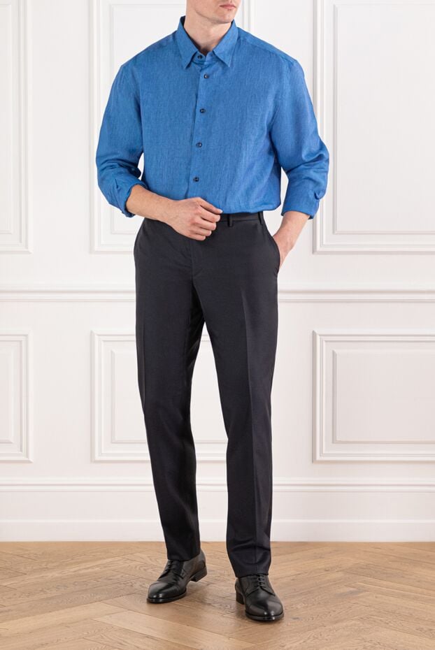 Brioni deep blue linen shirt 190001 - photo 2