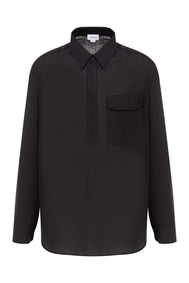 Brioni lightweight men's shirt black made of linen fabric with texture 190002 - photo 1