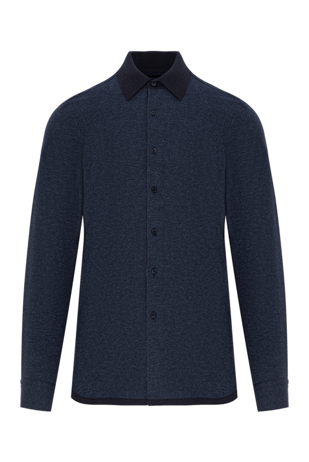 Brioni dark blue cashmere and cotton shirt with contrast collar 190004 - photo 1