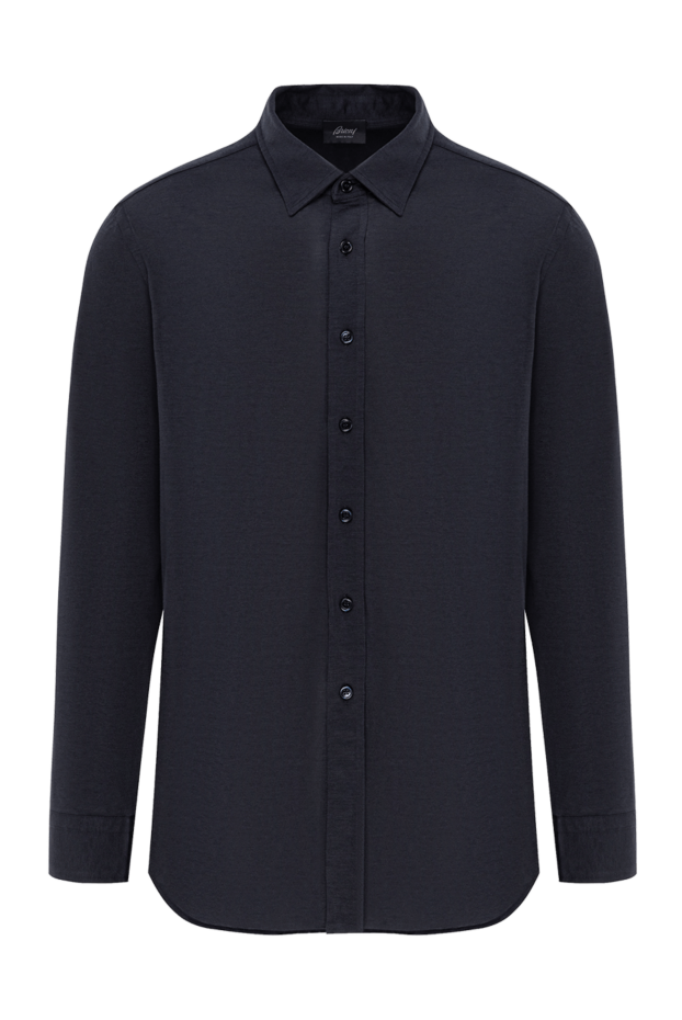 Brioni men's shirt dark blue classic with a slight silk sheen 190008 - photo 1