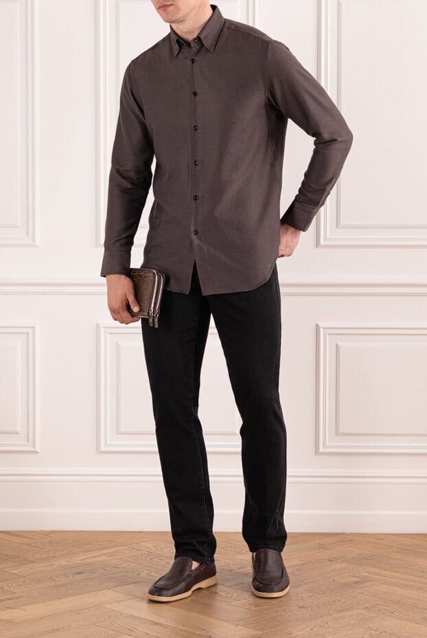 Brioni men's brown fitted shirt with buttons 190013 - photo 2