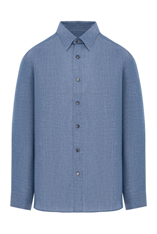 Brioni men's cotton and hemp shirt in sky blue 190018 - photo 1
