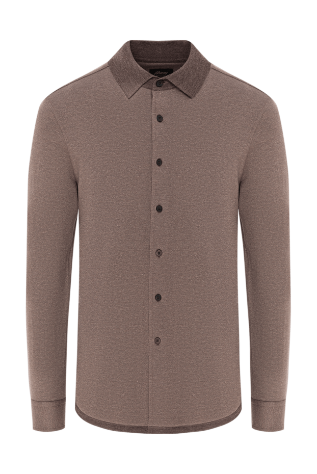 Brioni brown men's cashmere and cotton shirt with contrast collar 190020 - photo 1