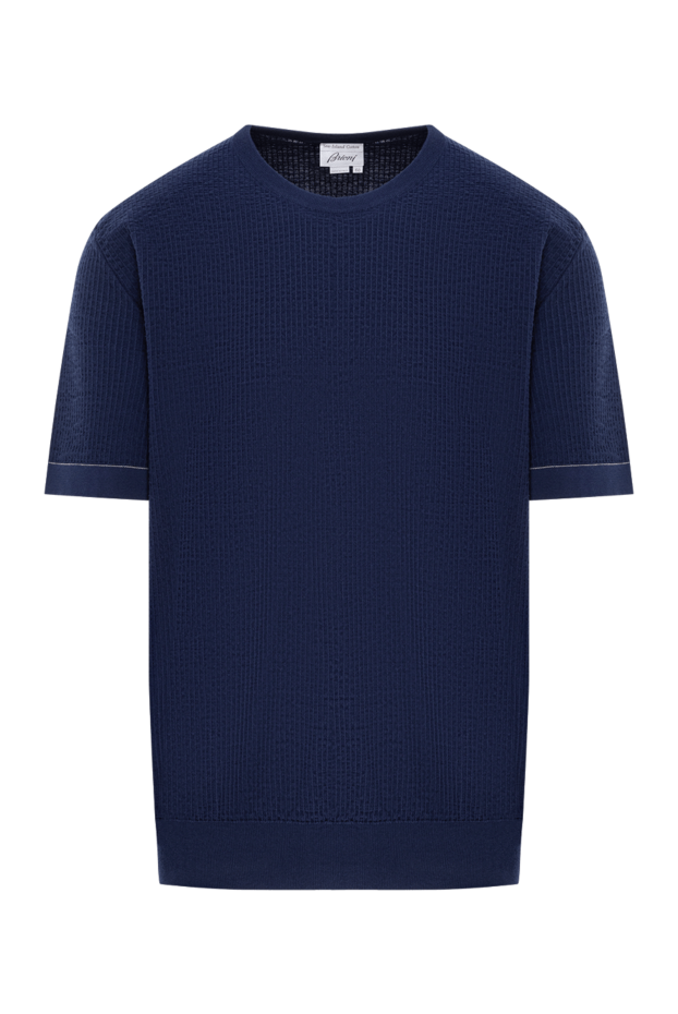 Brioni blue short sleeve jumper made of cotton with raised rib 190056 - photo 1