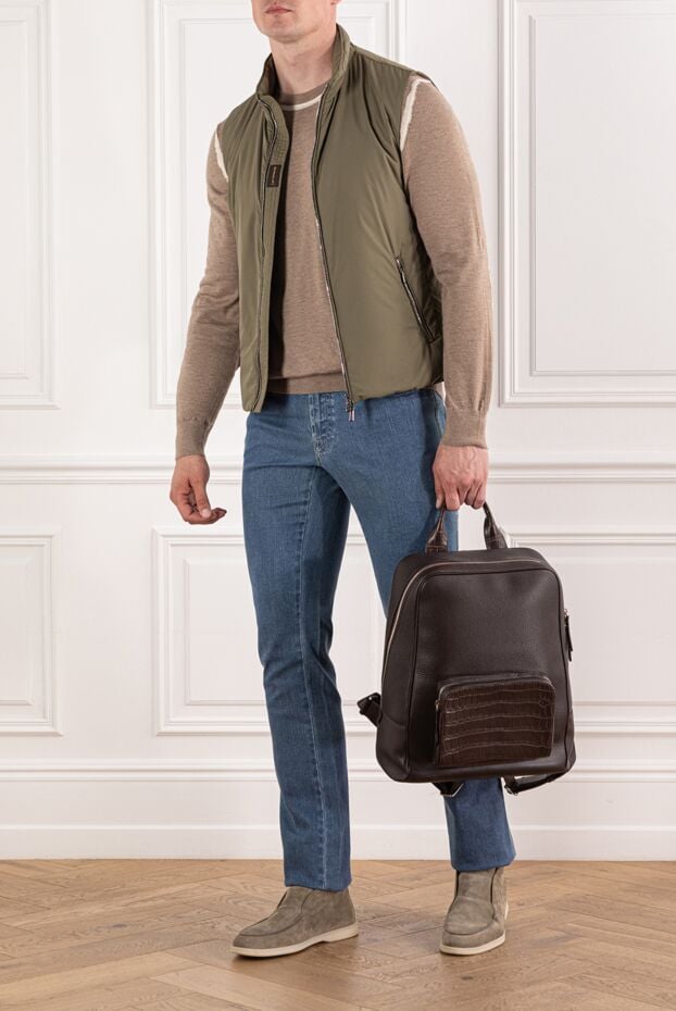 Brioni beige cashmere jumper with white accents along the seam 190057 - photo 2