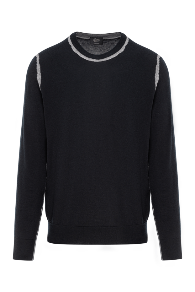 Brioni men's cashmere jumper dark blue with contrasting trim 190058 - photo 1