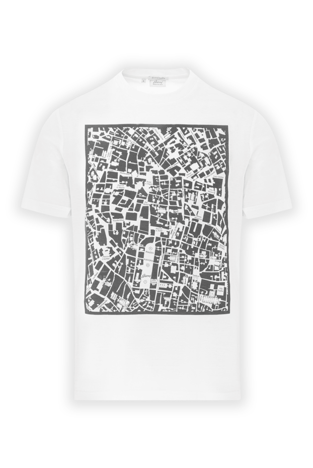 Brioni white t-shirt with map graphic and straight cut 190061 - photo 1