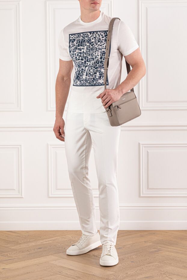 Brioni white t-shirt with map graphic and straight cut 190061 - photo 3