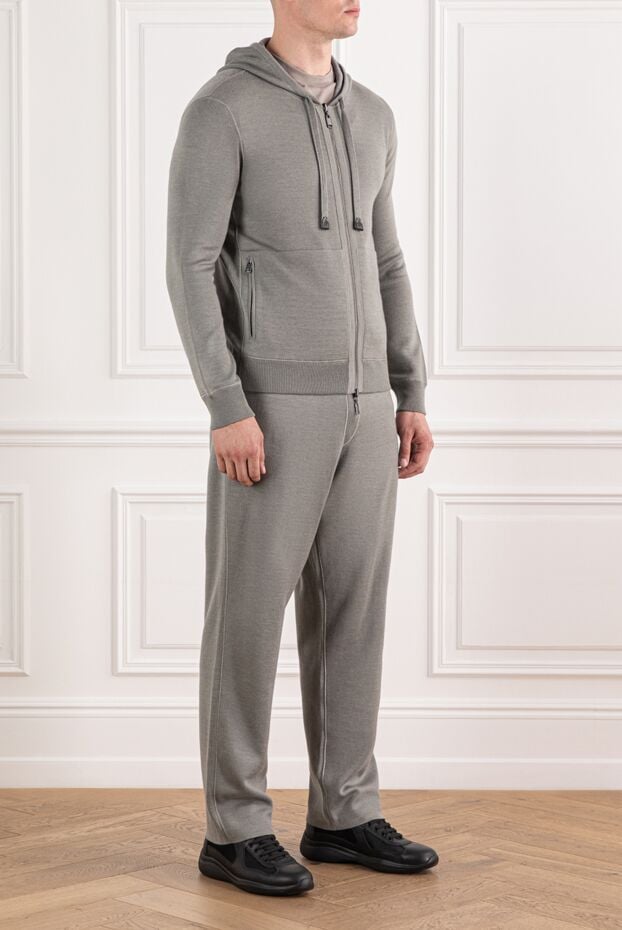 Brioni set with trousers and a hoodie made of thin jersey in a light gray tone 190070 - photo 2