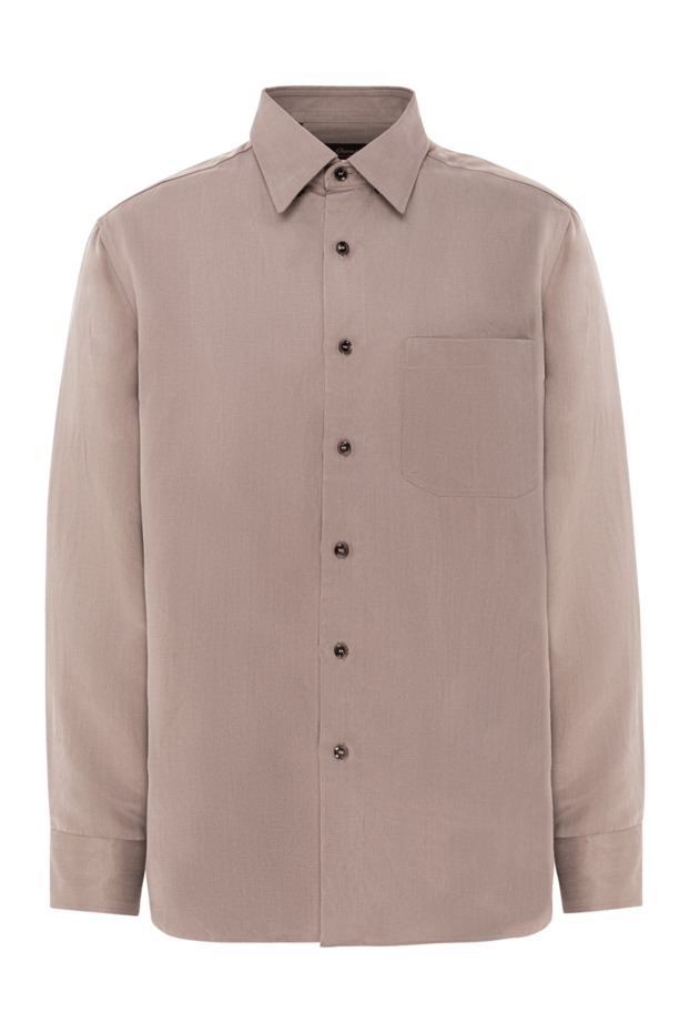 Brioni silk and linen blend shirt with chest pocket and matching buttons 190074 - photo 1