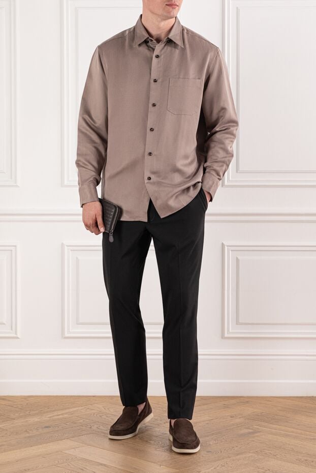 Brioni silk and linen blend shirt with chest pocket and matching buttons 190074 - photo 2
