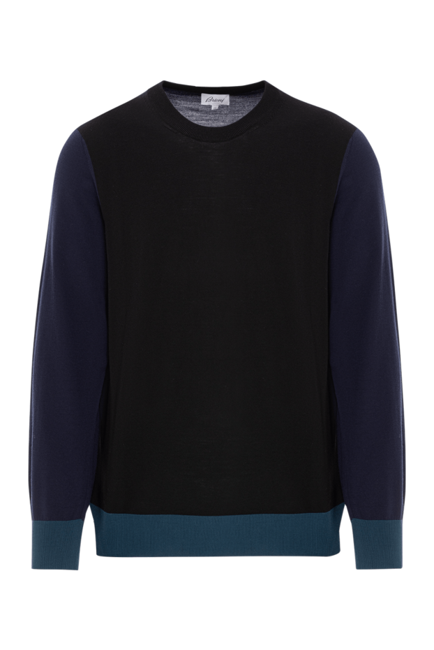 Wool and silk jumper with dark sleeves and blue cuffs - photo 1