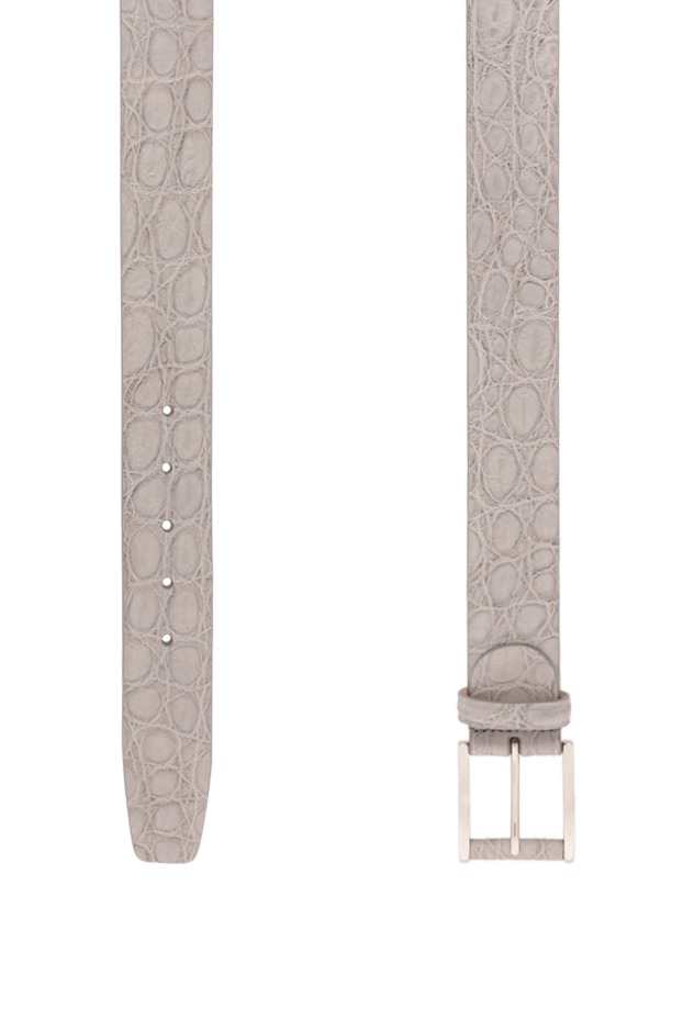 Cesare di Napoli belt made of matte grey crocodile leather with a relief texture 190077 - photo 3