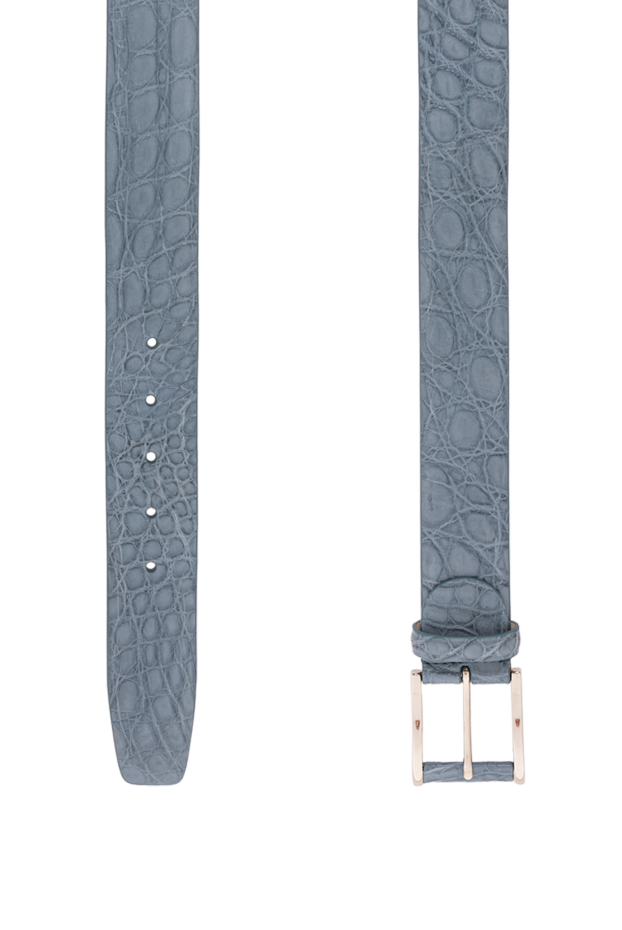 Cesare di Napoli crocodile leather belt in grey-blue color with a voluminous natural texture 190080 - photo 3