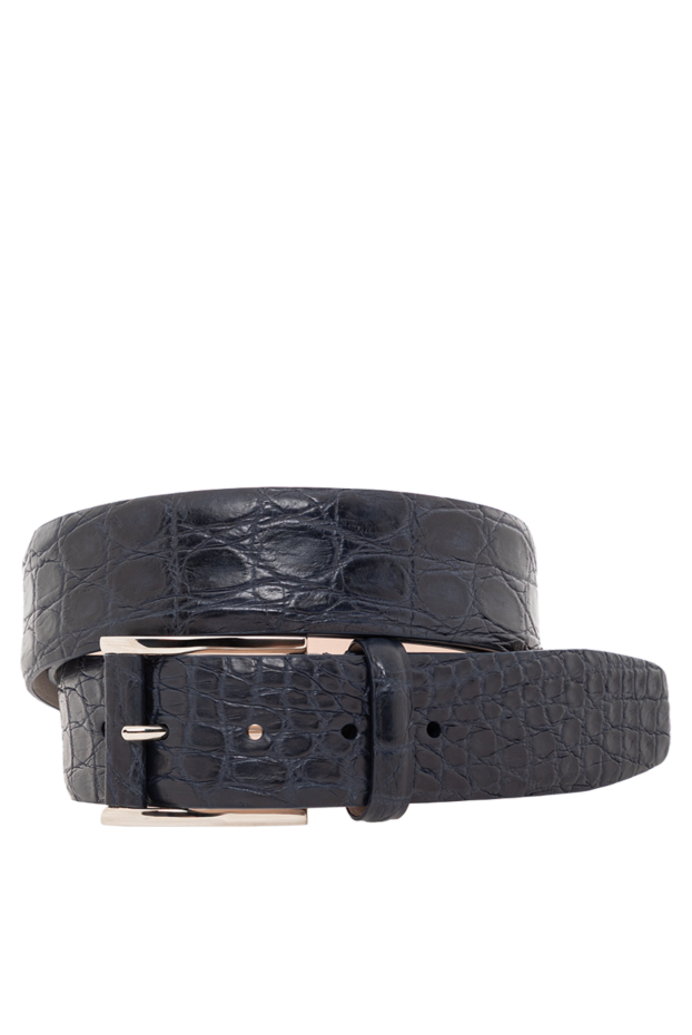 Cesare di Napoli crocodile leather belt in dark blue with natural gloss 190081 - photo 1