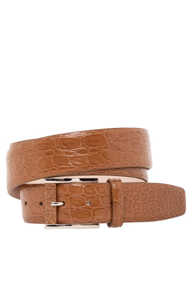 Cesare di Napoli genuine crocodile leather belt in brown with glossy texture 190083 - photo 1
