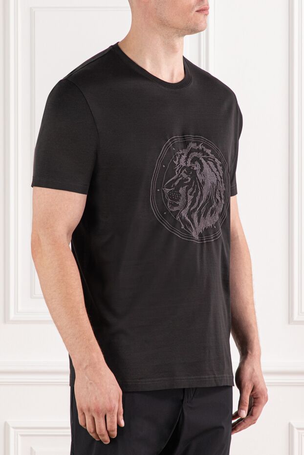 Cesare di Napoli cotton t-shirt in black with detailed lion print 190119 - photo 3